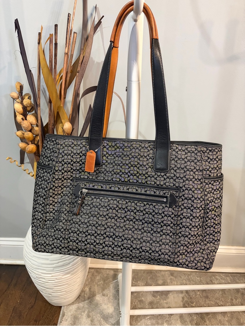 Coach Mini Signature Jacquard Baby/Diaper Tote/Large Travel Tote / Work Carryall